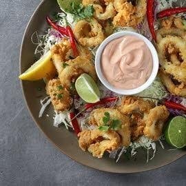 Chilli Lime Calamari Rings with Coleslaw Salad Chilli Lime Calamari Rings with Coleslaw Salad