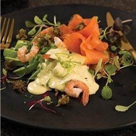 Potato Cakes with Smoked Salmon, Prawn and Avo Potato Cakes with Smoked Salmon, Prawn and Avo