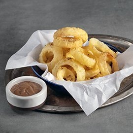 Tempura Onion Rings with Spiced Black Garlic Aioli Tempura Onion Rings with Spiced Black Garlic Aioli