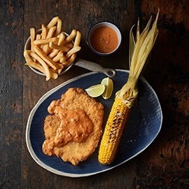 Chicken Schnitzel with Jalapeno Salsa Cream Sauce Chicken Schnitzel with Jalapeno Salsa Cream Sauce