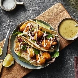 Fried Cauliflower Tacos with Green Mango Slaw Fried Cauliflower Tacos with Green Mango Slaw