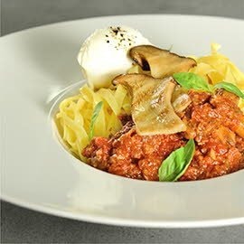 Mushroom Bolognese with Buffalo Mozzarella Mushroom Bolognese with Buffalo Mozzarella