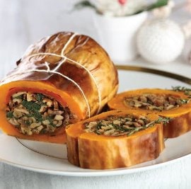 Stuffed and Roasted Butternut with Red Feta Cream Stuffed and Roasted Butternut with Red Feta Cream